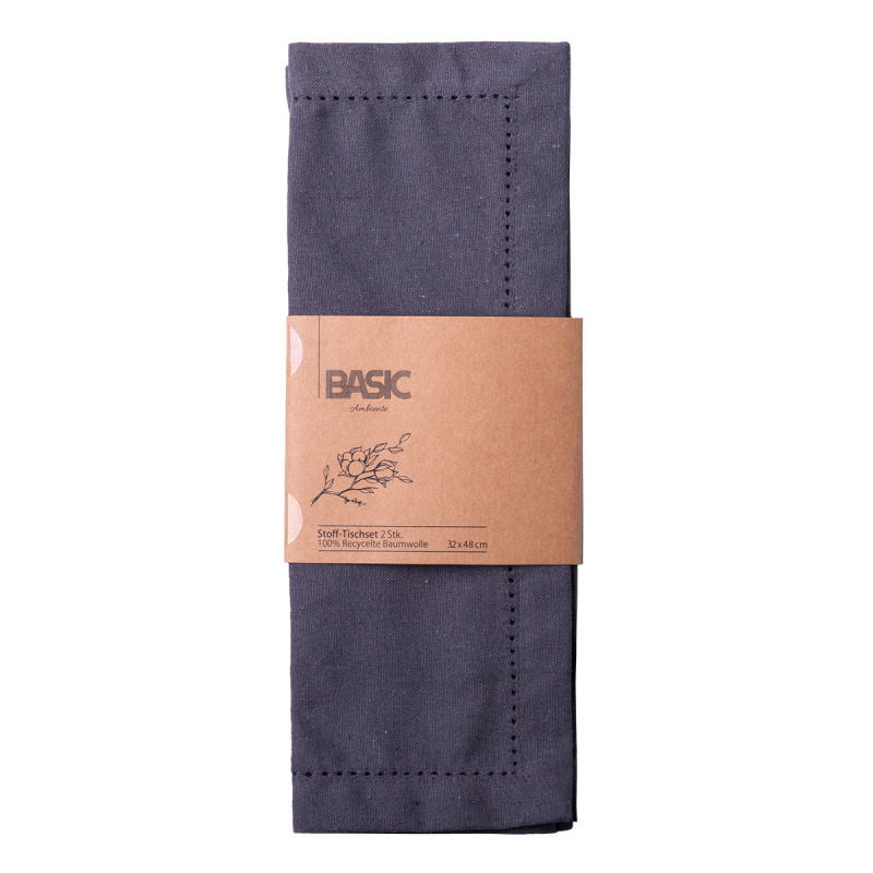Jekleno sivi bombažni pogrinjek 32 x 48 cm 2 kosa – Basic Ambiente