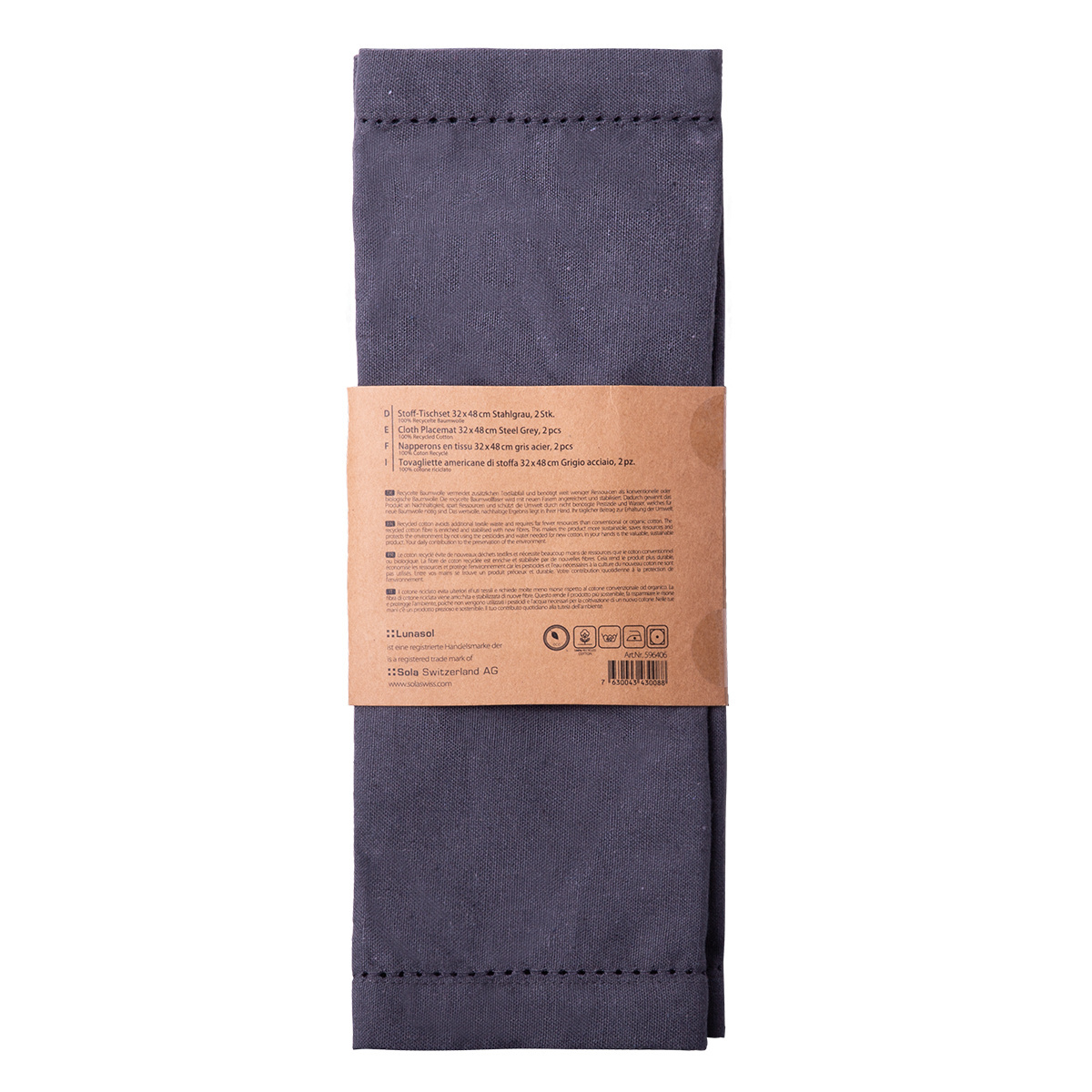 Jekleno sivi bombažni pogrinjek 32 x 48 cm 2 kosa – Basic Ambiente