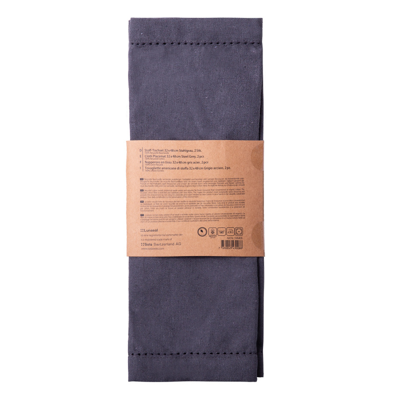 Jekleno sivi bombažni pogrinjek 32 x 48 cm 2 kosa – Basic Ambiente
