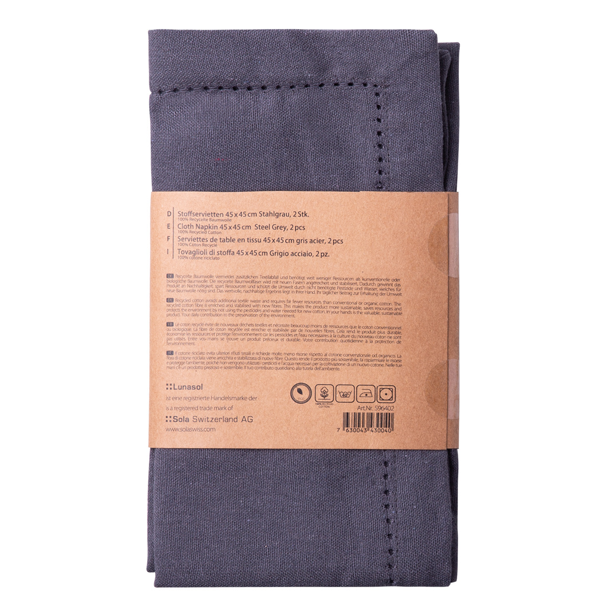 Jekleno sive bombažne serviete 45 x 45 cm 2 kosa – Basic Ambiente