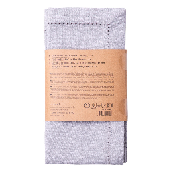 Svetlosivi bombažni prtički 45 x 45 cm 2 kosa – Basic Ambiente