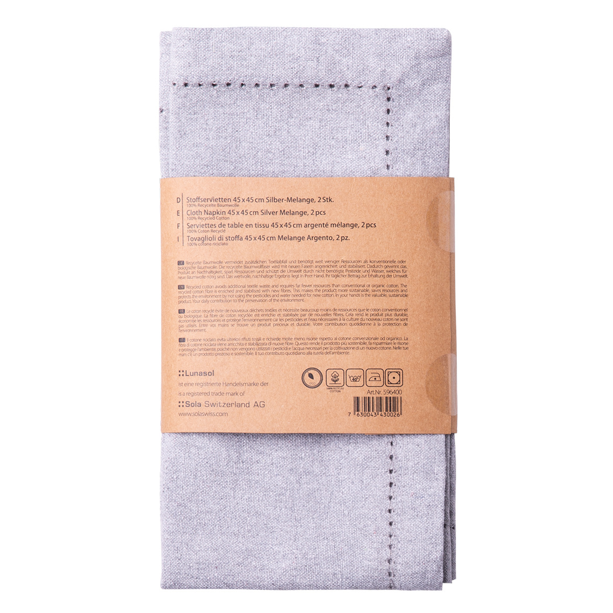 Svetlosivi bombažni prtički 45 x 45 cm 2 kosa – Basic Ambiente