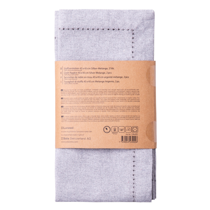 Svetlosivi bombažni prtički 45 x 45 cm 2 kosa – Basic Ambiente