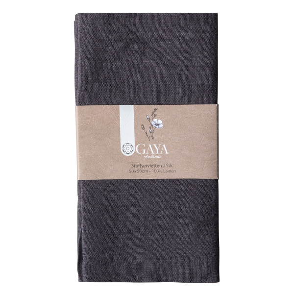 Antracit laneni prtički 50 x 50 cm 2 kosa - Gaya Ambiente