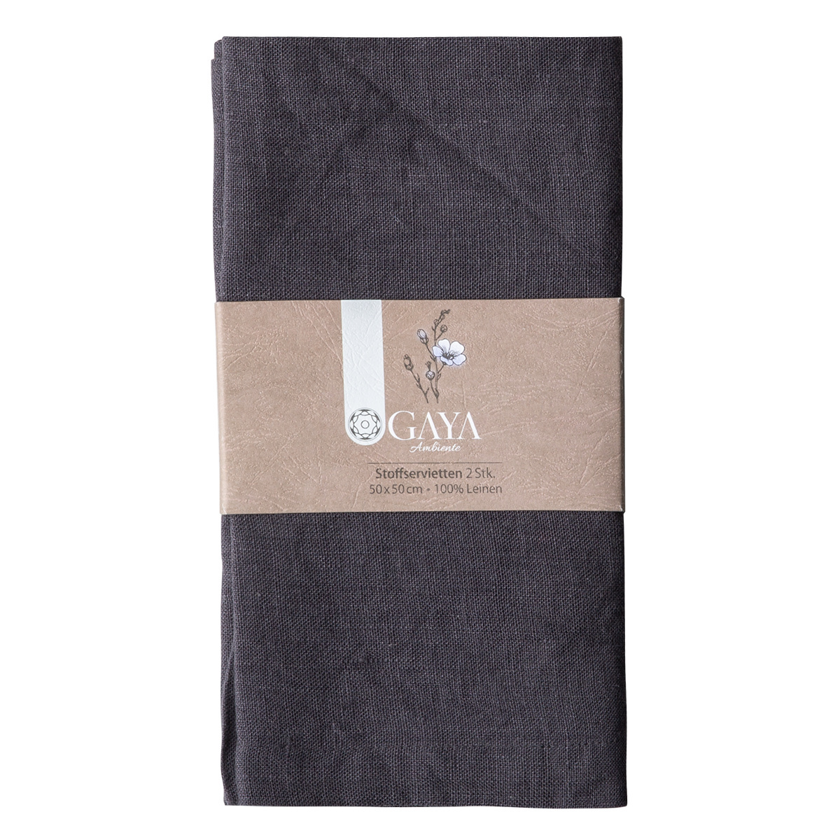 Antracit laneni prtički 50 x 50 cm 2 kosa - Gaya Ambiente