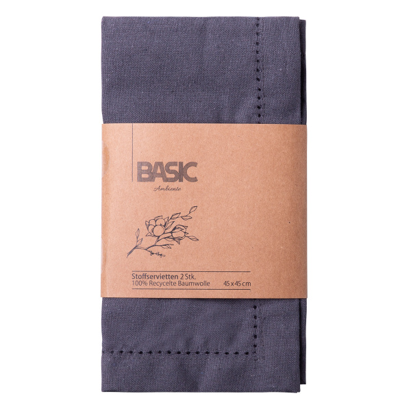 Jekleno sive bombažne serviete 45 x 45 cm 2 kosa – Basic Ambiente