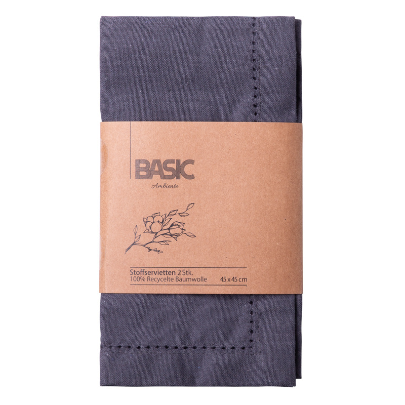 Jekleno sive bombažne serviete 45 x 45 cm 2 kosa – Basic Ambiente