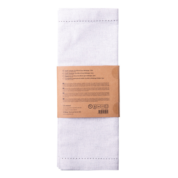 Siv namizni pogrinjek iz bombaža 32 x 48 cm 2 kosa – Basic Ambiente