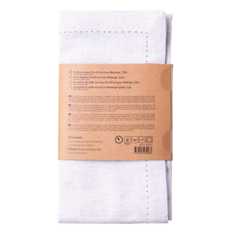 Sivi bombažni prtički 45 x 45 cm 2 kosa – Basic Ambiente