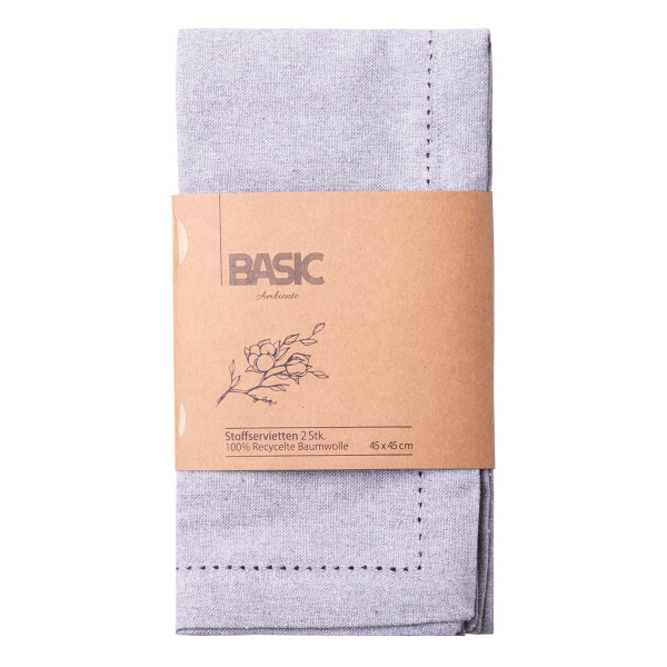 Svetlosivi bombažni prtički 45 x 45 cm 2 kosa – Basic Ambiente