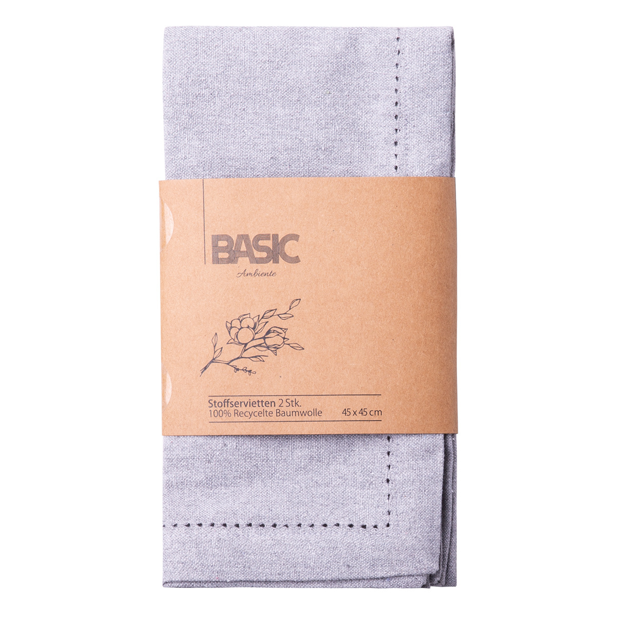 Svetlosivi bombažni prtički 45 x 45 cm 2 kosa – Basic Ambiente