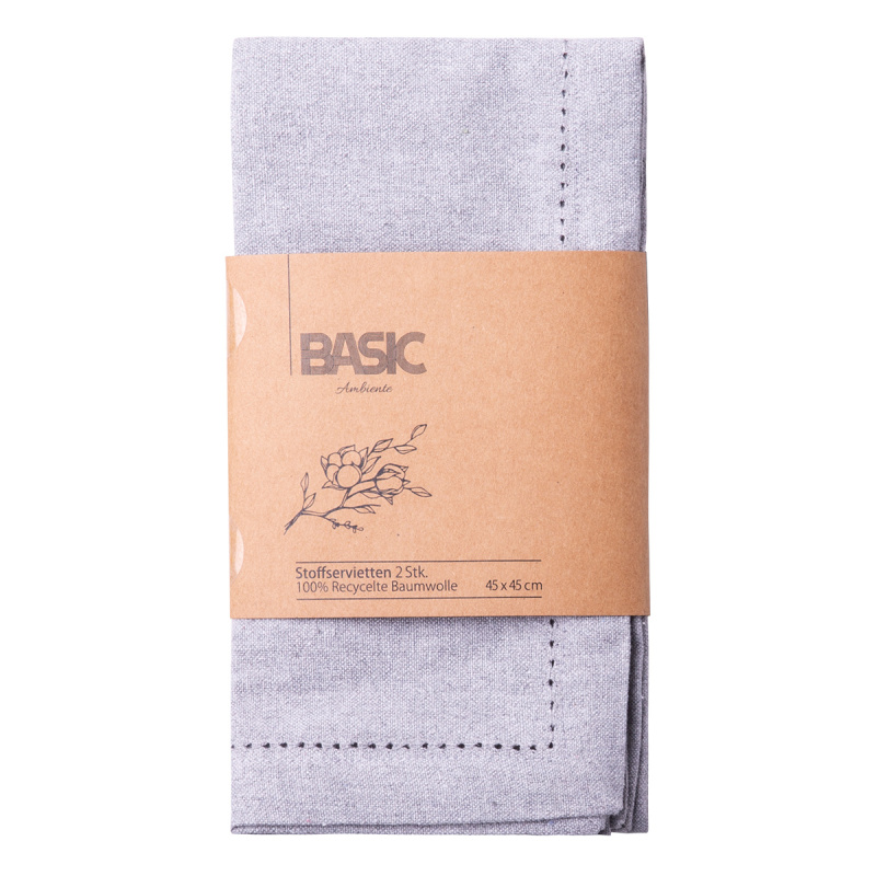 Svetlosivi bombažni prtički 45 x 45 cm 2 kosa – Basic Ambiente