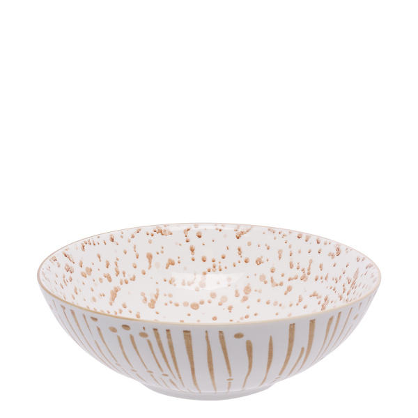 Skleda za kosmiče bela / champagne 17,8 cm - Basic