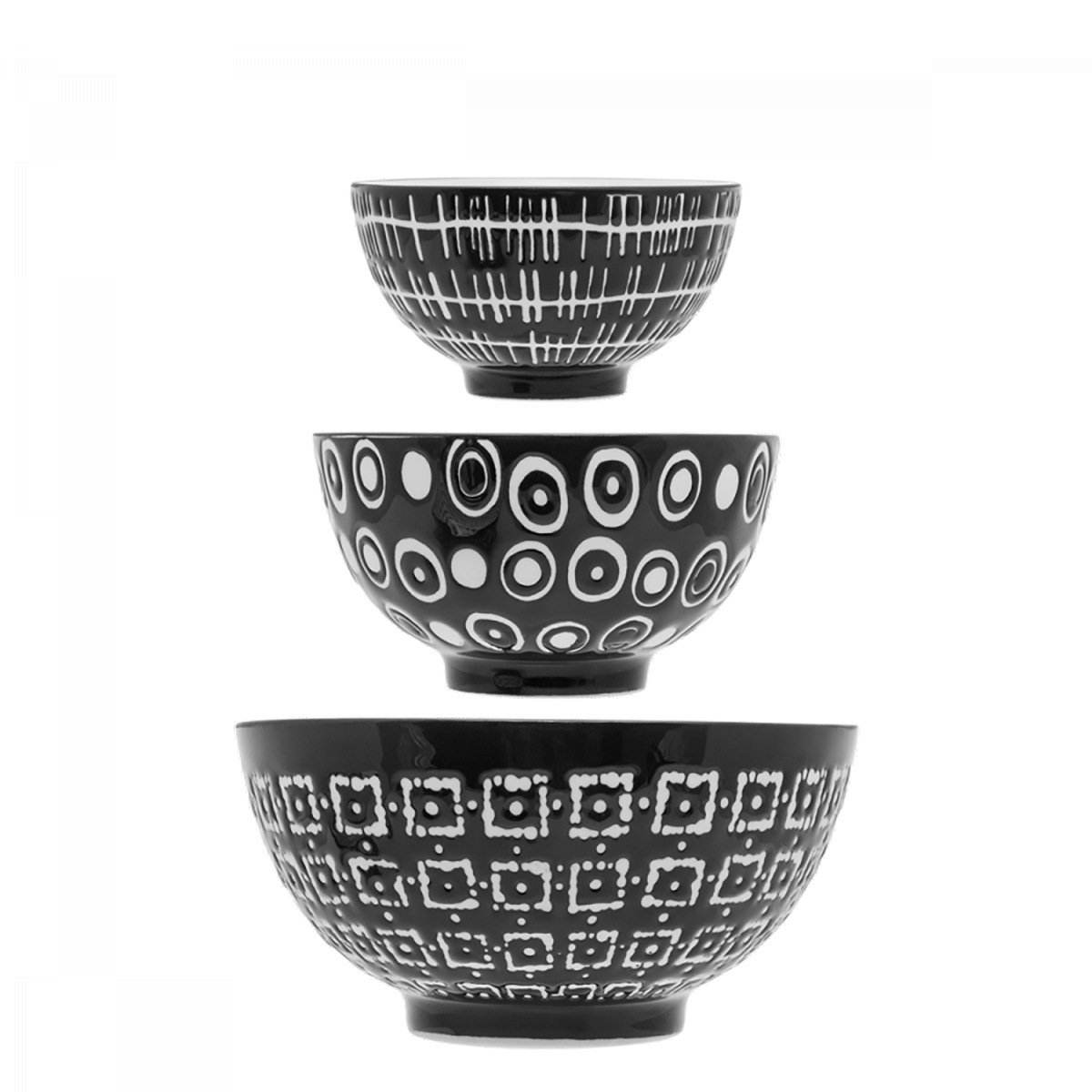 Komplet skled za kosmiče 3 kosi - Basic Dots Black