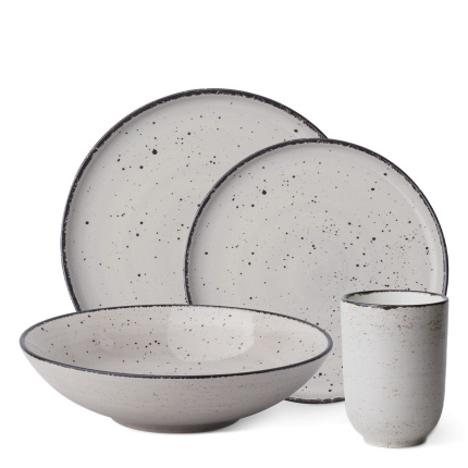 Porcelanasti set 16 kosov - Gaya Atelier sivo škropljeno