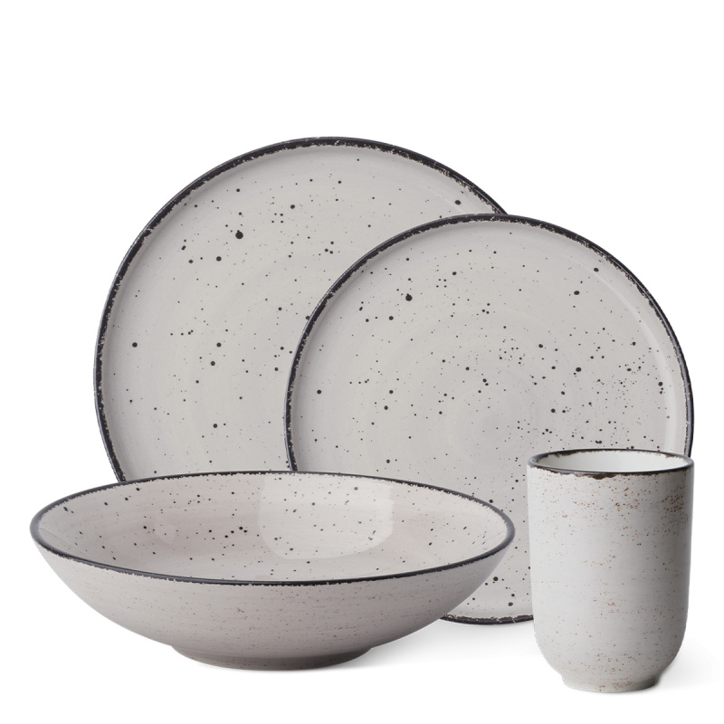 Porcelanasti set 16 kosov - Gaya Atelier sivo škropljeno