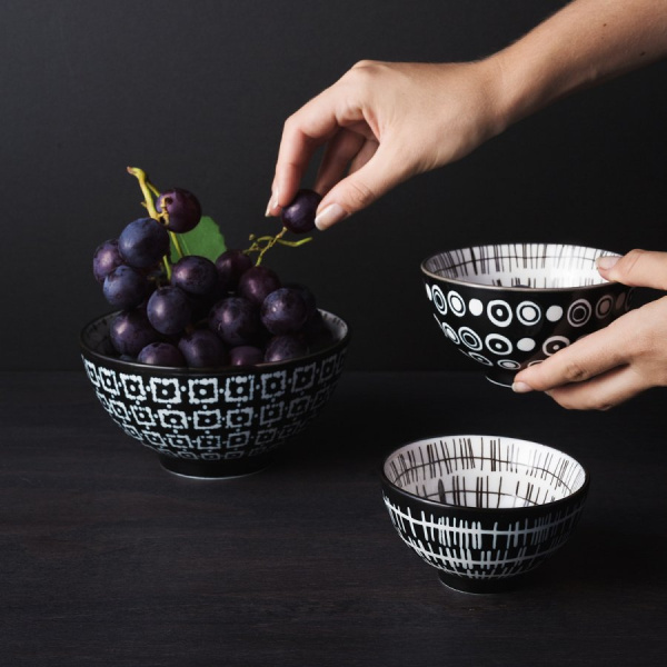 Komplet skled za kosmiče 3 kosi - Basic Dots Black