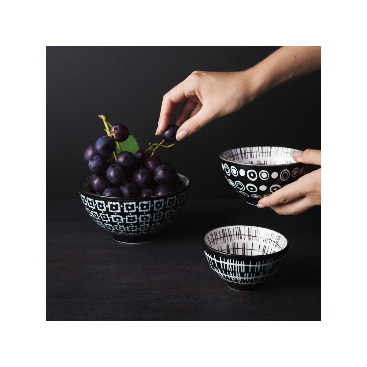 Komplet skled za kosmiče 3 kosi - Basic Dots Black