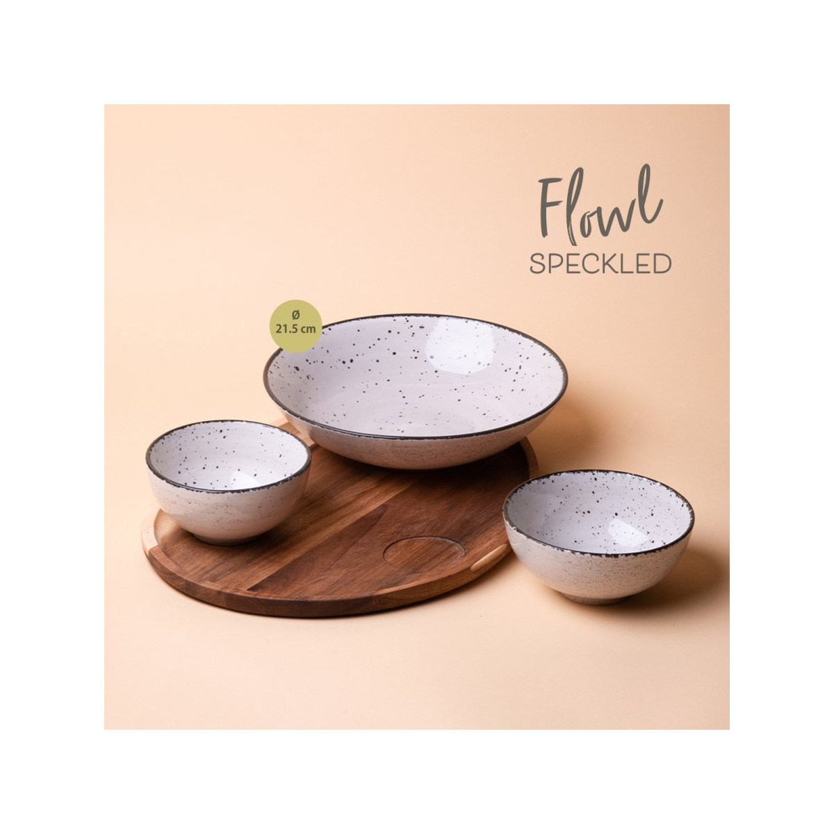 Set Flowl – Skledice Gaya Atelier sive škropljene + Pladenj Triangle Akacija