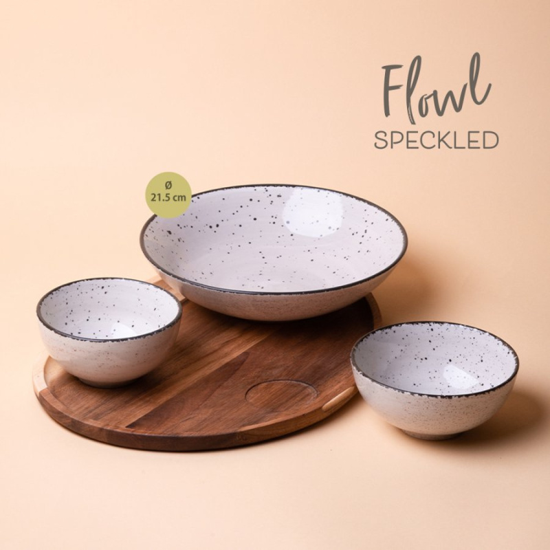 Set Flowl – Skledice Gaya Atelier sive škropljene + Pladenj Triangle Akacija