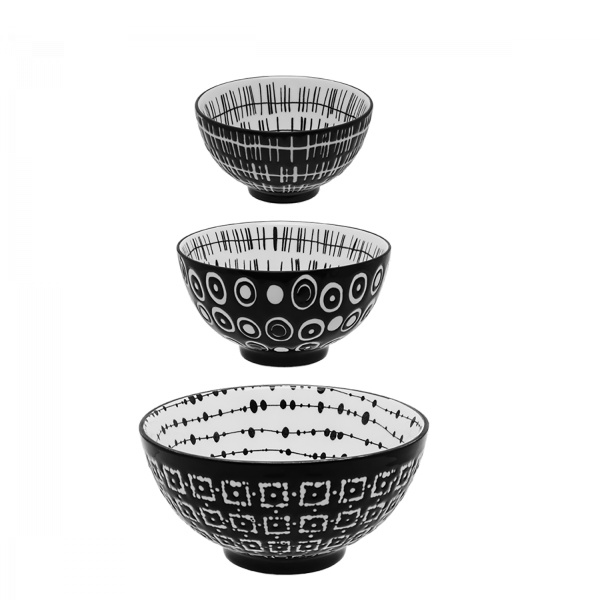 Komplet skled za kosmiče 3 kosi - Basic Dots Black