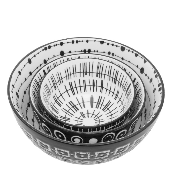 Komplet skled za kosmiče 3 kosi - Basic Dots Black
