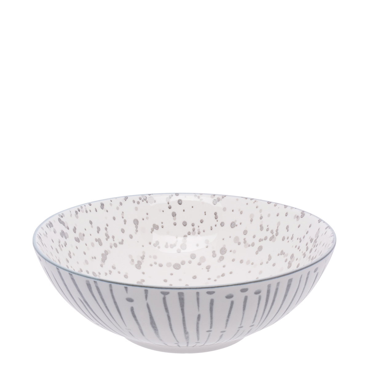 Skleda za kosmiče bela / svetlo siva 17,8 cm - Basic