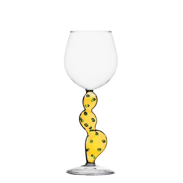 Kozarec za vino kaktus rumen