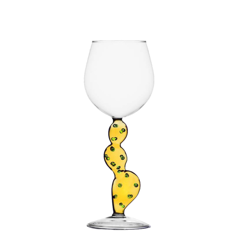 Kozarec za vino kaktus rumen