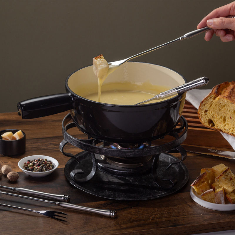 Litoželezni lonec za fondue emajliran črn ø 22 cm - Jupiter Lunasol