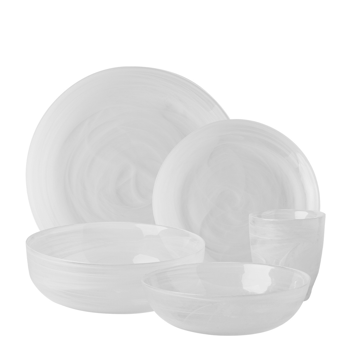 Steklen komplet bel 25 kosov - Elements Glass