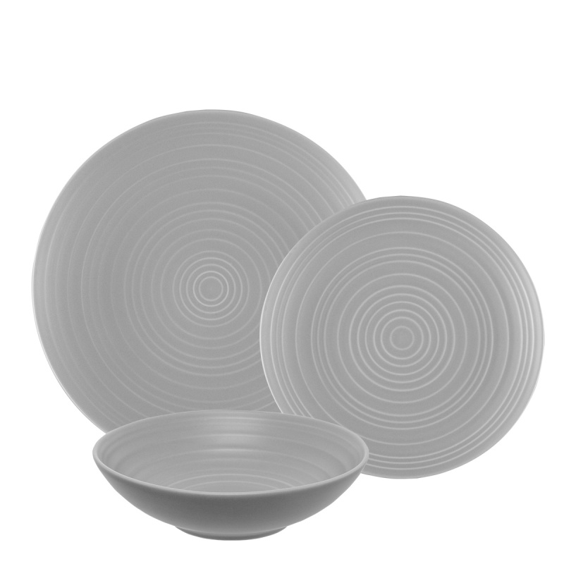 Porcelanski komplet svetlo siva mat 18 kosov - Gaya RGB Spiral