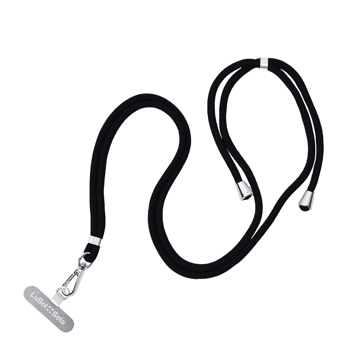 Crossbody vrvica za mobilni telefon z logotipom Lusol::Sola, črna