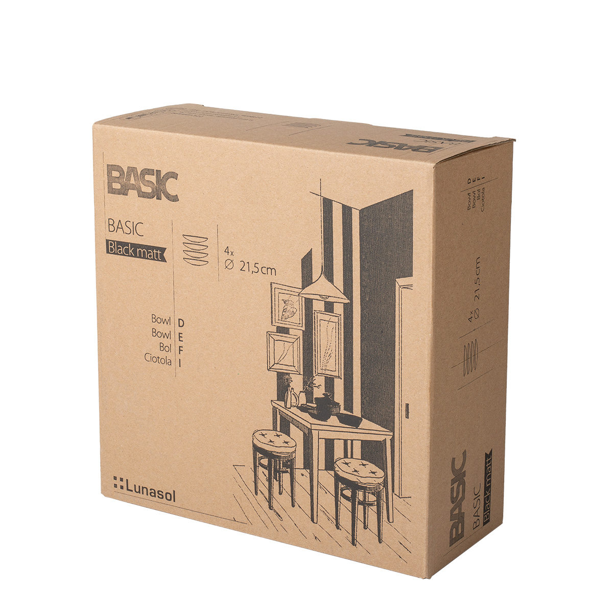 Globok krožnik 21,5 cm 4 kosi - Basic črn mat