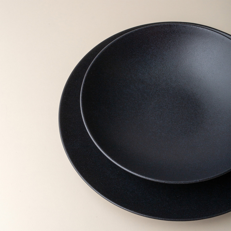 Globok krožnik 21,5 cm 4 kosi - Basic črn mat
