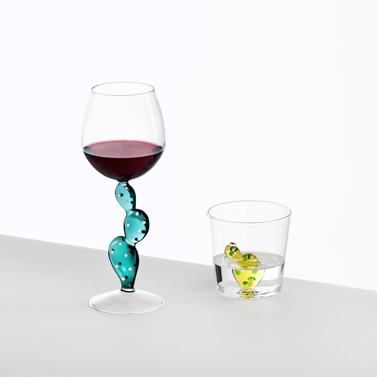 Kozarec za vino kaktus rumen