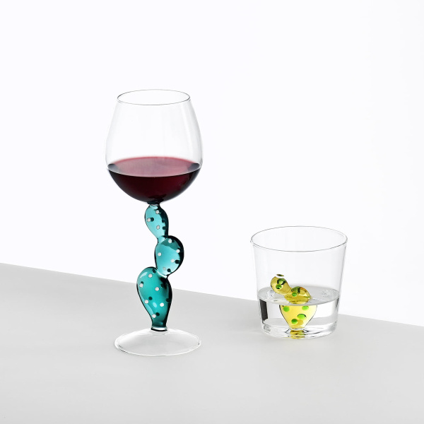 Kozarec za vino kaktus turkizen
