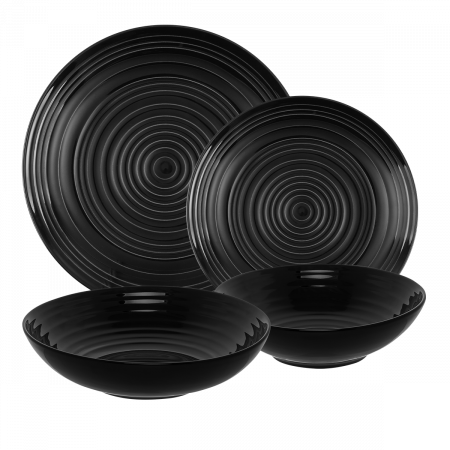 Porcelanski komplet črn sijoč 19 kosov - Gaya RGB Spiral
