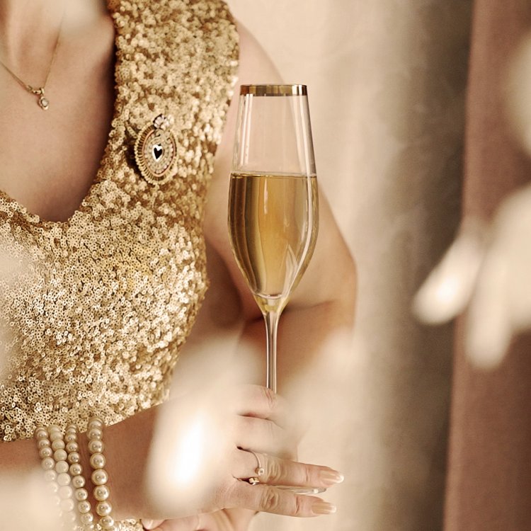 Kozarec za šampanjec s pozlačenim robom 210 ml - Premium Glas Crystal