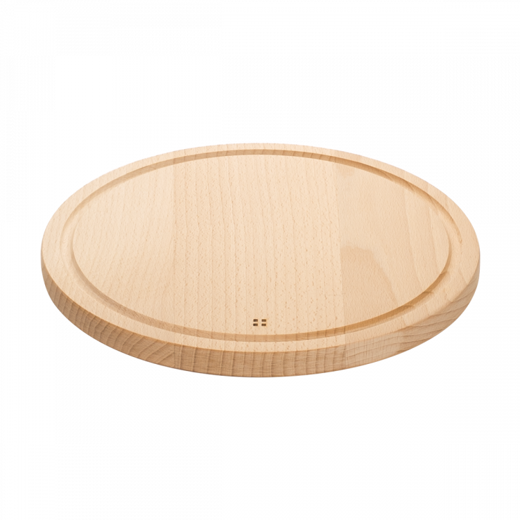 Lesena deska za rezanje okrogla z žlebom 28 cm - Basic