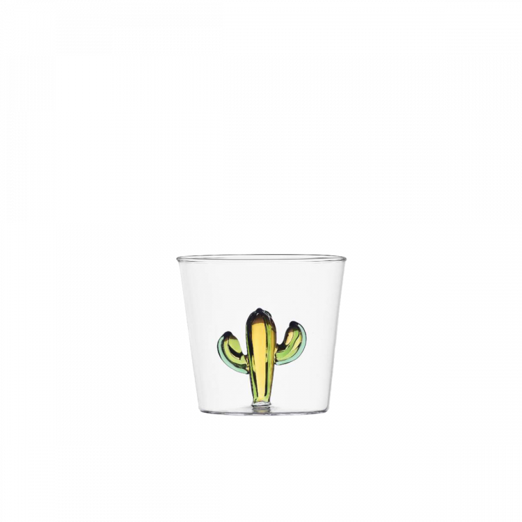 Kozarec s kaktusom zeleno-jantarske barve 350 ml