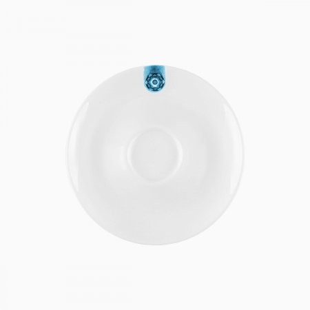 Mocca krožnik za skodelico z modrim okraskom 12,5 cm – Gaya RGB