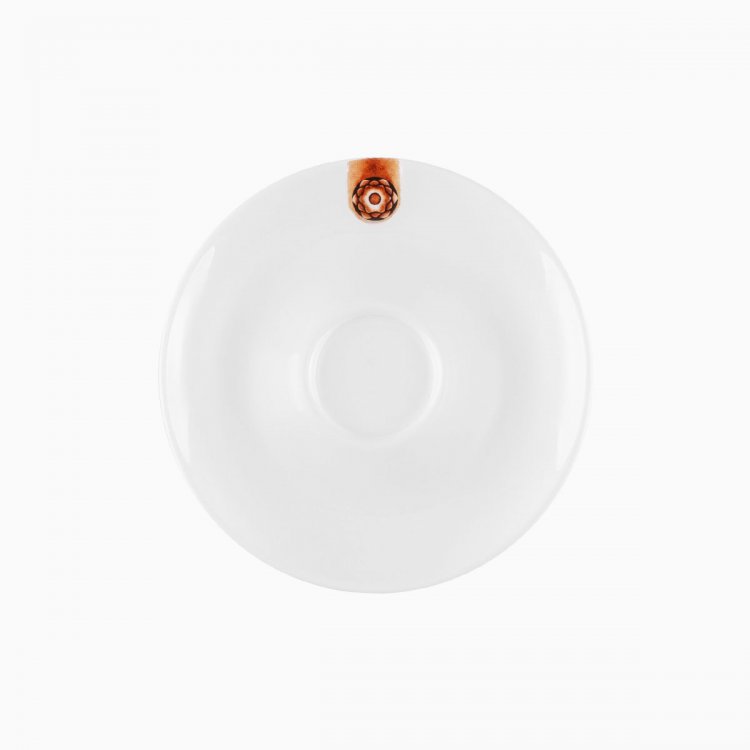 Mocca krožnik za skodelico z rjavim okraskom 12,5 cm – Gaya RGB