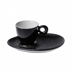 Krožnik za Mocca skodelico za kavo strukturiran črno-siva – Flow